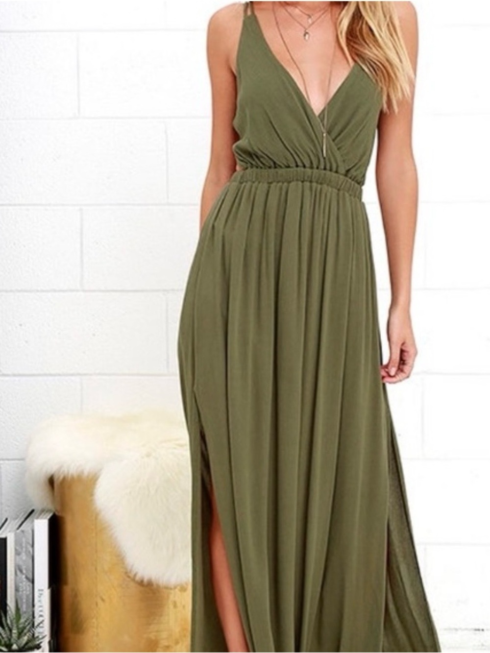 Lulus olive green maxi dress